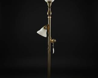 Brass Floor Lamp with Frosted Glass Shade