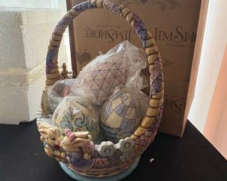Jim Shore Heartwood Creek "Hunting Eggs, Finding Joy" Easter Basket Figurine