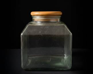 Vintage Hexagonal Glass Jar with Wooden Lid 