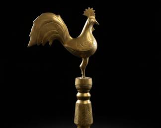 Brass Rooster Oil Lamp