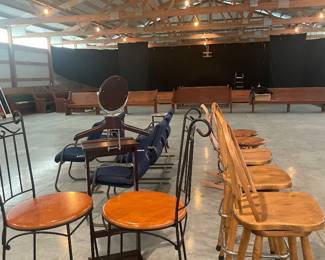 Extremely high quality wooden barstools as well as multiple office chairs in perfect condition. 