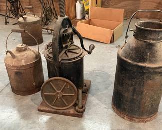 Antiques from 1800-1900’s including late 1800s cast iron lard/wine/fruit press, commonly called a Enterprise Sausage Stuffer or Lard Press: Incredible antique cast iron press from the late 1800s—an absolute statement piece with both history and character.  This heavy-duty press features original gearing and is marked with patent dates from the 1800s, showcasing its authentic age and craftsmanship. Pieces like this were traditionally used for lard, fruit, or wine pressing on early homesteads.