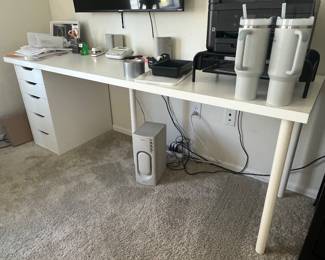 Office desk and supplies