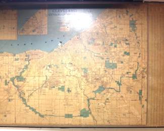 Vintage Cleveland Ohio Commercial Wall Map