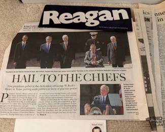 2420  Presidential Newspaper Clippings, Stamps, Santa Barbara State Stickers