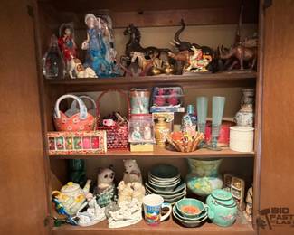 2314  Wooden Carvings, Decorative Bowls, Glass Sculptures