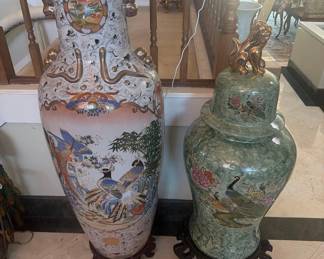 1014  2 Decorative Vases with Stands