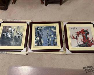 2220  3 Framed Chinese Embroiderys