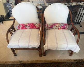 1034  2 Rattan Armchairs