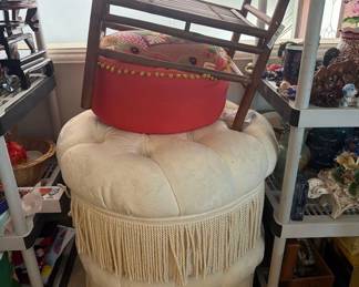 2408  2 Ottomans, 1 Bamboo Bench, 1 Decorative Pillow