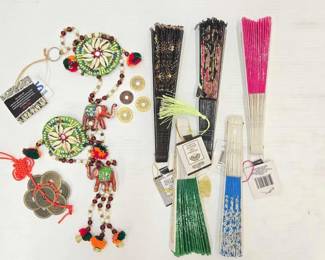 650  Decorative Hanger, Chinese Coins and Hand Fans