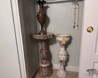 2200  2 Decorative Vases and 1 Decorative Pedestal