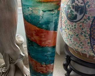 2442  Female Statue and Decorative Vase