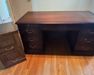 Indiana Desk Company Desk, 2 Drawer File Cabinet