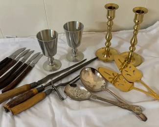 Woodbury Pewter Goblet 2, Antler Carving Set,  Other Item