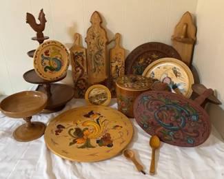 Assorted Norwegian Folk Art with Rosemaling, Wood Decor