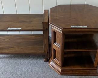 Thomasville End Table and Rolling Cart