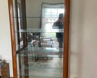 Lighted Wood  Glass Display Cabinet