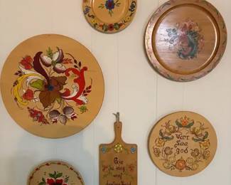 Wood Norwegian Rosemaling Hand Painted Folk Art