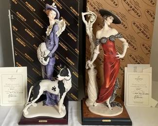 Giuseppe Armani Figures Fascination Lady with Great Dane, with Certificates  Boxes