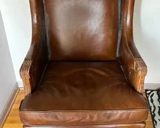 Vintage Leather Chair with Wood Accents