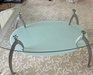 Glass Beveled Oval Coffee Table
