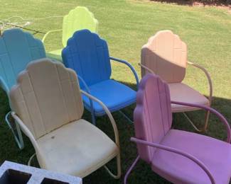 Six Vintage Metal Lawn Chairs