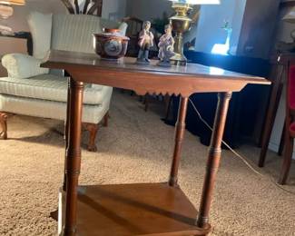 Side Table, Lamp And Ornaments