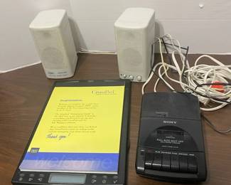 CrossPad Digital Notepad, Desktop Speakers And Sony Cassette Recorder