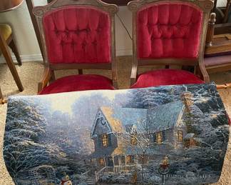 Vintage Parlor Chairs And Hanging Wall Piece