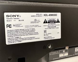 R18 - $40. Sony 40" Smart HDTV. Model KDL-40W650D. 2016 Model. 