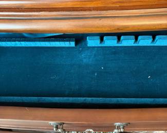 R11 - $750. Michael Amini Signature Series by AICO Hazelnut “Villagio” table & chairs wood dining table set & china cabinet.  Table does have some surface scratches and Table has 6 upholstered chairs and extendable leaf for flexible sizing. \  DIMENSIONS:  China Cabinet  Dimensions: 88 1/2"H x 66"W x 19"D Features Built in 3-mood touch lighting system