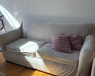 R94 - $75 PAIR Microfiber Couch and Loveseat with removable, washable covers. 