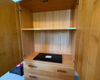 R5 - $300. Alf Italia High Gloss Armoire / Media Cabinet. Measures 44.5" wide x 21.5" deep x 74.25" tall. Located on the 2nd story. Please have 2 strong people to move!