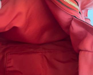 R46 - $80. Coach Carlyle Shoulder Bag Hobo Tote. Cherry Red with Gold Turnlock. Measures 14" wide x 4" deep x 11" tall. 