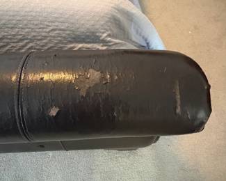 R9 - $50. Queen Size Faux Leather Bed. Has significant peeling. Mattress included if you'd like it. 