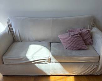 R94 - $75 PAIR Microfiber Couch and Loveseat with removable, washable covers. 