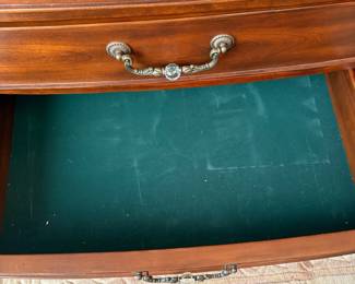 R11 - $750. Michael Amini Signature Series by AICO Hazelnut “Villagio” table & chairs wood dining table set & china cabinet.  Table does have some surface scratches and Table has 6 upholstered chairs and extendable leaf for flexible sizing. \  DIMENSIONS:  China Cabinet  Dimensions: 88 1/2"H x 66"W x 19"D Features Built in 3-mood touch lighting system