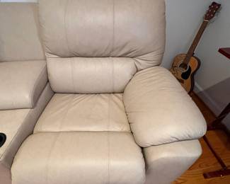 R1 - $350 Each. *2 Available* Haverty's Motion Leather Reclining Sofa. 3 seats - both ends are recliners. Moves in 5 Pieces. Assembled it is 113" long x 38" deep x 38" tall. Floor to Seat is 18.5".  These are located on the 3rd floor. YOU NEED 2 STRONG PEOPLE to move!