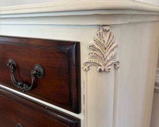 R12 - $125. Chest of Drawers / Dresser. Measures 40.25" x 20" deep x 50.25" tall. All drawers slide. Has been used in a dining room for extra linen storage. 