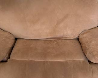 R96 - $150. Lane Furniture, Microfiber, Tan Double Seat Recliner. 5ft wide