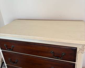 R12 - $125. Chest of Drawers / Dresser. Measures 40.25" x 20" deep x 50.25" tall. All drawers slide. Has been used in a dining room for extra linen storage. 