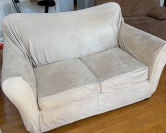 R94 - $75 PAIR Microfiber Couch and Loveseat with removable, washable covers. 
