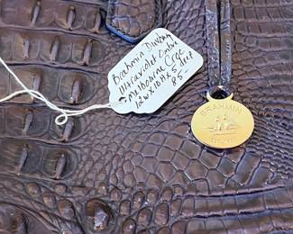 R49 - $85. Brahmin Duxbury Ultraviolet Ombre Melbourne Croc. Measures 12" wide x 5" deep x 10" tall. Handles are not damaged / peeling. 