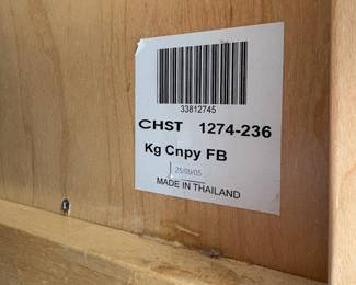 R7 - $150. Cindy Crawford Home King Canopy Bed. Measures 80.25" wide x 87.25" deep x 85.5" tall. Has sticker residue on the headboard. Mattress is included if you want it! Located on the 2nd story. 