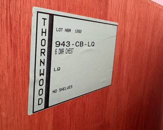 R97 - $75. Thornwood 6 Drawer Dresser. Has marks on the top and side. All drawers slide. Measures 36" wide x 18.5" deep x 56" tall. 