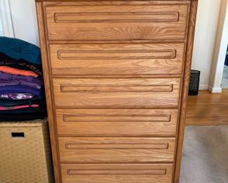 R97 - $75. Thornwood 6 Drawer Dresser. Has marks on the top and side. All drawers slide. Measures 36" wide x 18.5" deep x 56" tall. 