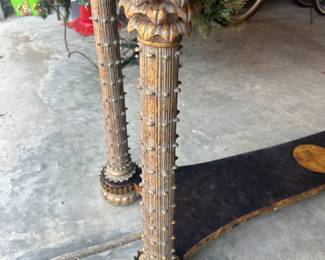 R82 - $50. Entry Table. Needs minor repair. Top needs screwed together and maybe some glue. Measures 60" x 20" x 34.5" tall. 