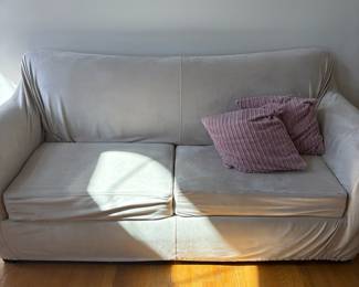 R94 - $75 PAIR Microfiber Couch and Loveseat with removable, washable covers. 