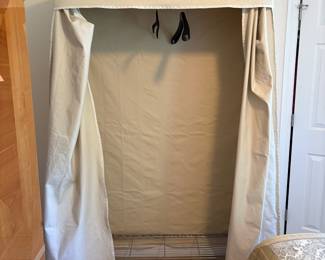 R95 - 2 Available. $75 Each. Rolling Metal Hanging Clothes Racks with Canvas Covers. 